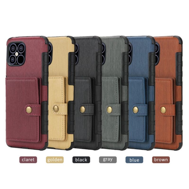 Etui iPhone 12 / 12 Pro Szary Czarny Uchwyt Na Kartę Z Klapką Shouhushen Etui Ochronne