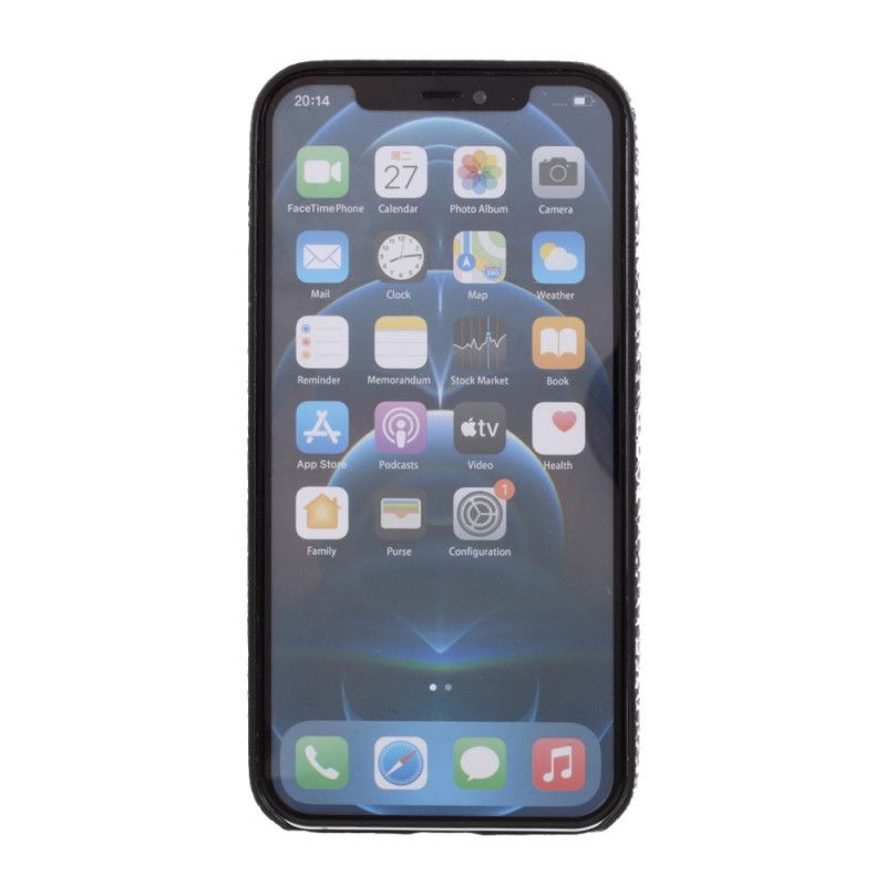 Etui iPhone 12 / 12 Pro Zielony Czarny Efekt Skóry Węża