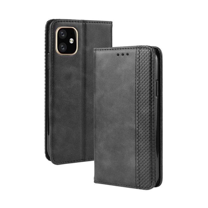 Flip Kotelot iPhone 12 / 12 Pro Czerwony Czarny Stylizowany Efekt Skóry W Stylu Vintage Etui Ochronne