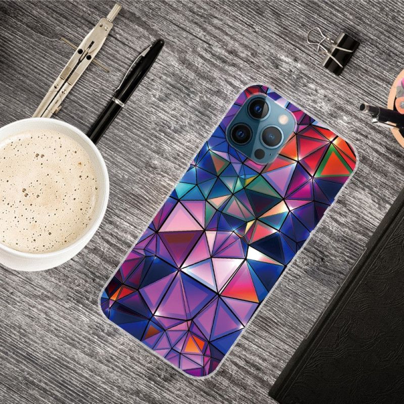 Futerały iPhone 12 / 12 Pro Różowy Szary Etui na Telefon Elastyczna Geometria