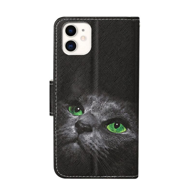 Obudowa iPhone 12 / 12 Pro Etui na Telefon Zielone Oczy Kota Ze Stringami