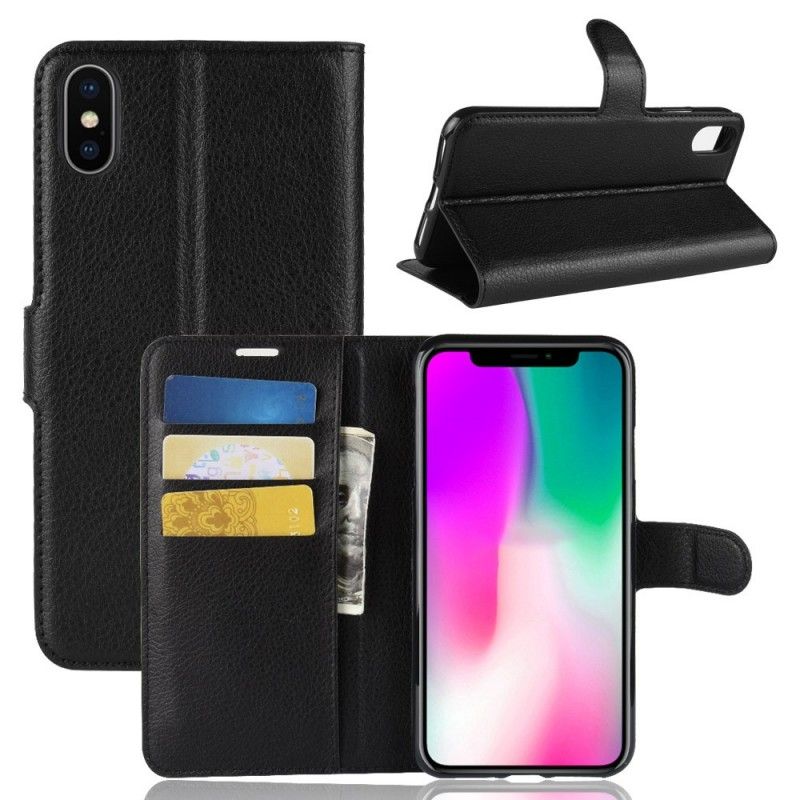 Etui Folio iPhone XR Biały Czarny Klasyczny Etui Ochronne