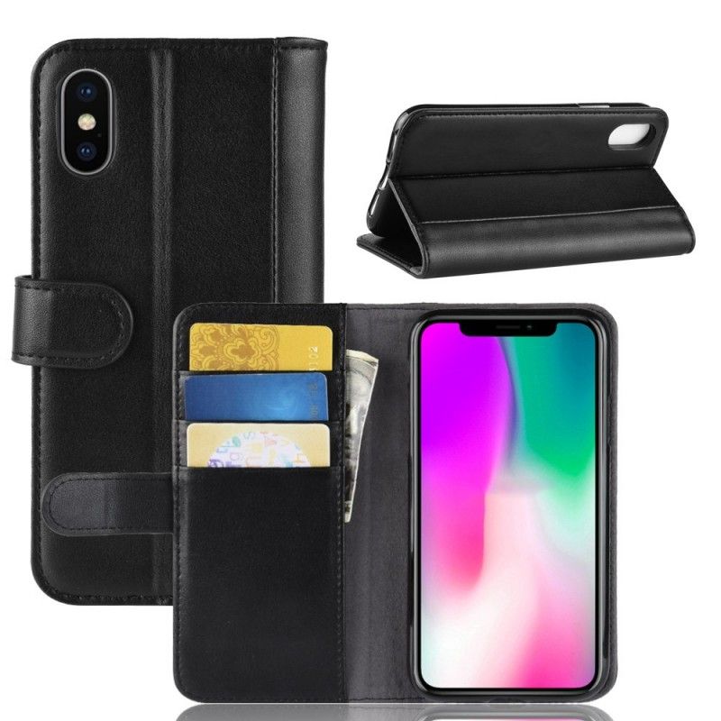 Etui Folio iPhone XR Brązowy Czarny Dwoina Skórzana Etui Ochronne