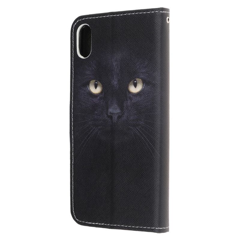 Etui Folio iPhone XR Czarne Oczy Kota Ze Stringami Etui Ochronne