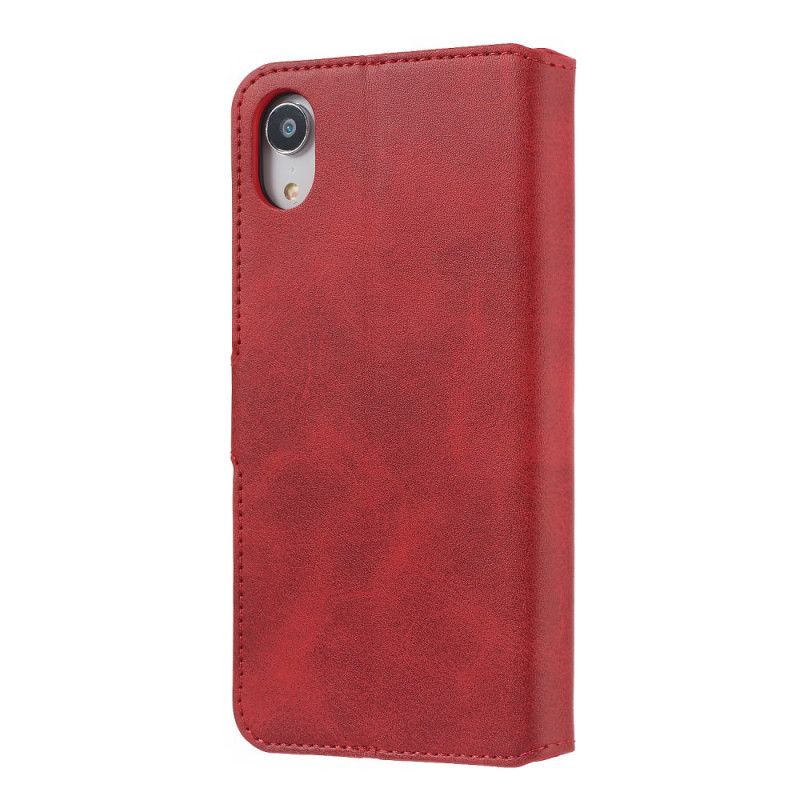 Etui Folio iPhone XR Czerwony Czarny Efekt Skóry Matowej Retro