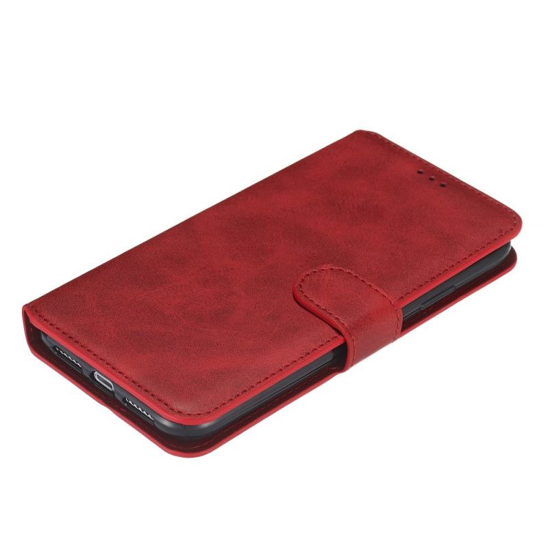 Etui Folio iPhone XR Czerwony Czarny Efekt Skóry Matowej Retro