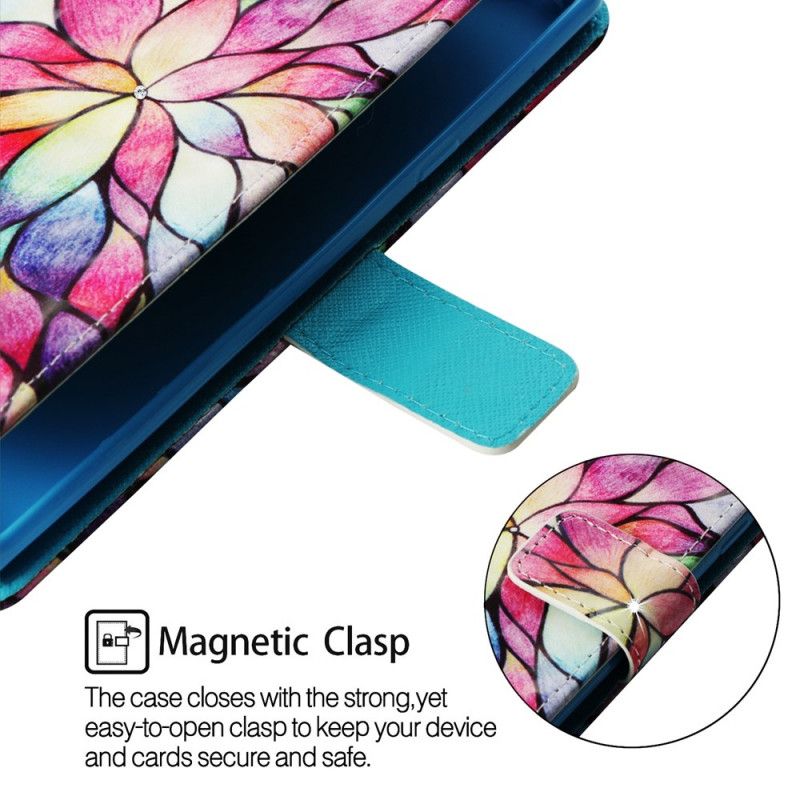 Etui Folio iPhone XR Kolorowy Kwiat Z Diamentami Etui Ochronne