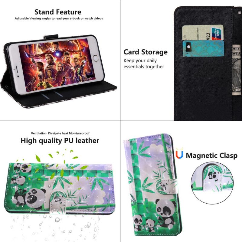 Etui Folio iPhone XR Pandy Z Punktami Świetlnymi