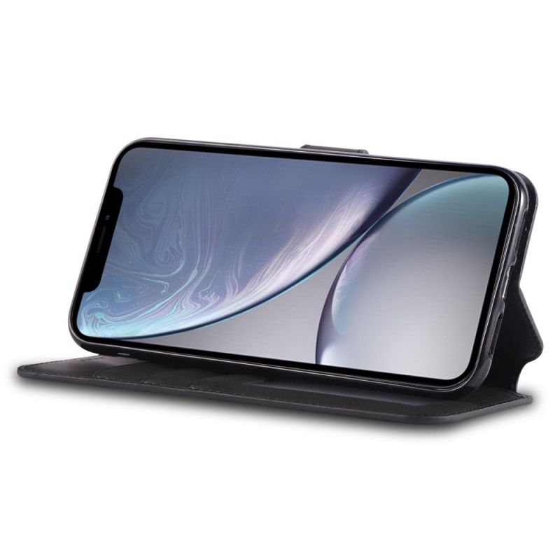 Etui Folio iPhone XR Szary Czarny Azns Z Efektem Skóry