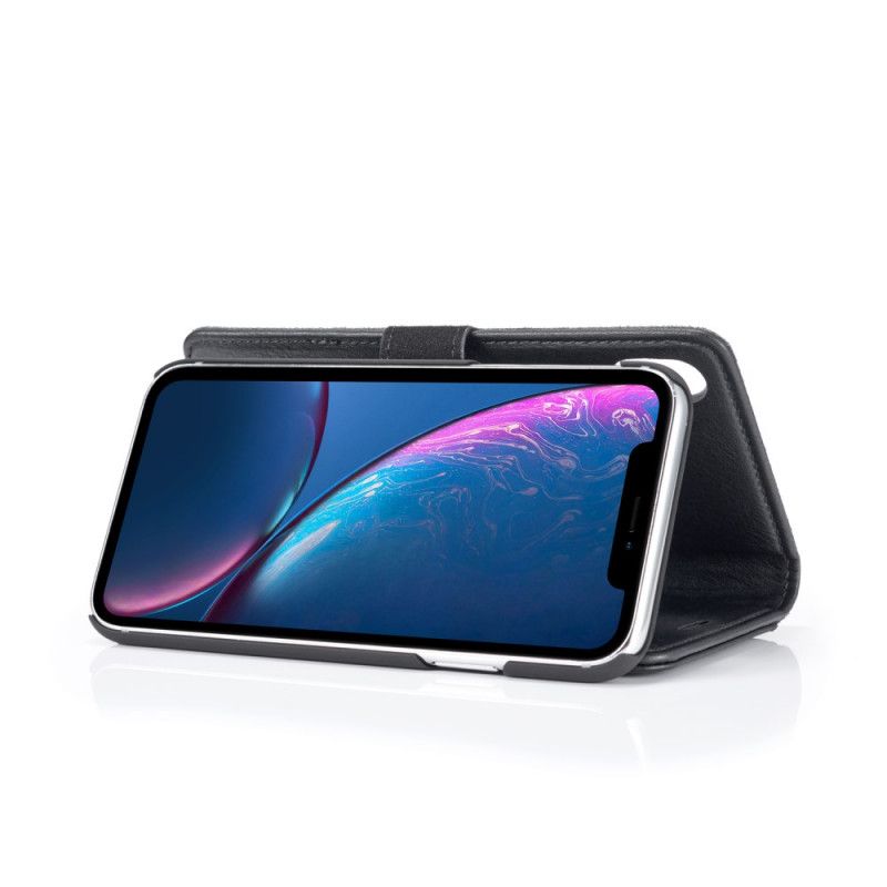 Etui Folio iPhone XR Szary Czarny Dg.Ming Zdejmowana Skorupa