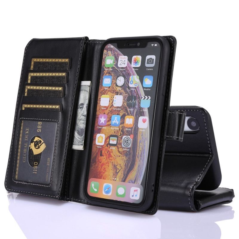 Etui Folio iPhone XR Zielony Czarny Wielofunkcyjny Portfel Biznesowy