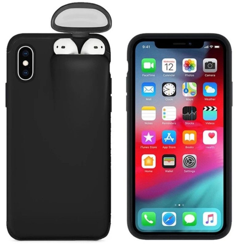 Etui iPhone XR Biały Czarny Etui Airpods 2 W 1