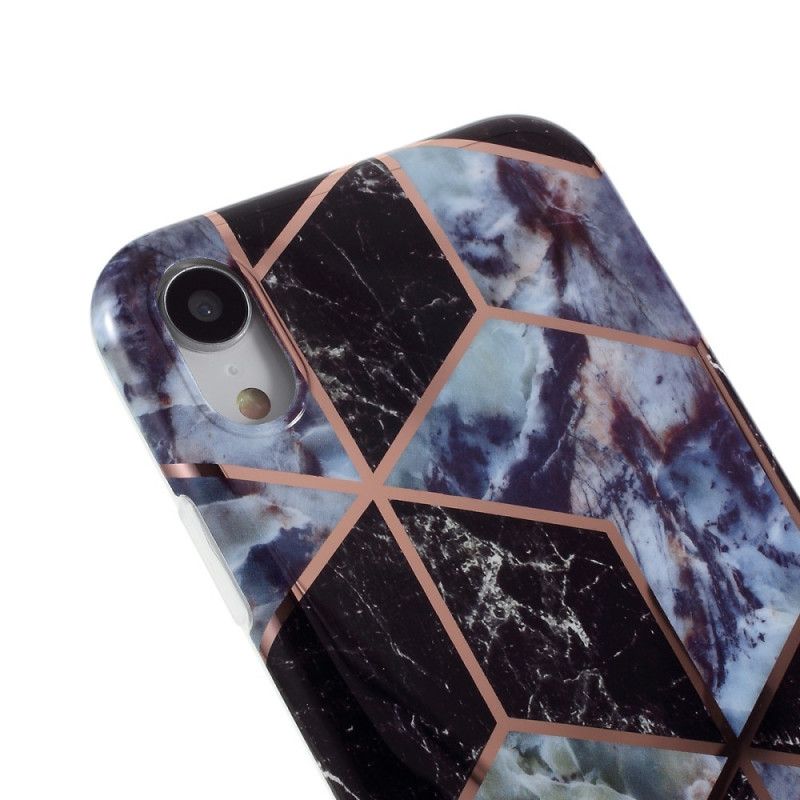 Etui iPhone XR Biały Czarny Geometria W Kolorze Marmuru Etui Ochronne