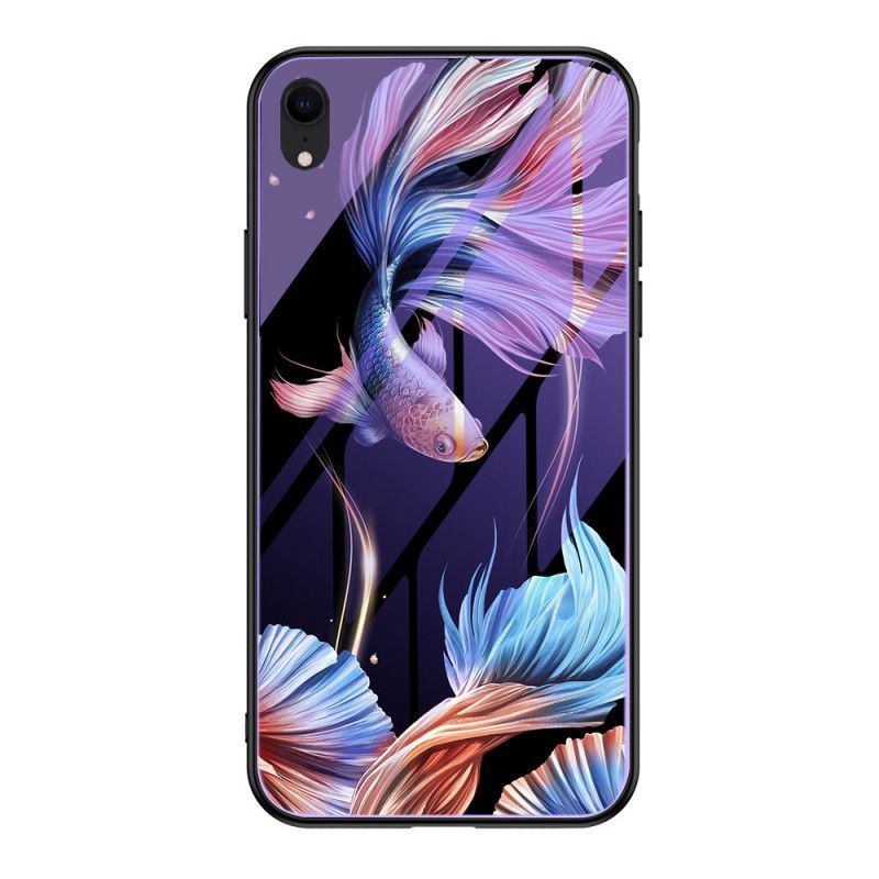 Etui iPhone XR Cyjan Szkło Hartowane Z Fluorescencyjnym Wzorem Etui Ochronne