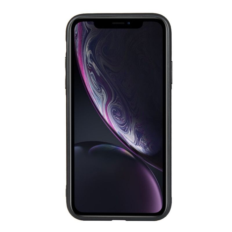 Etui iPhone XR Czarny Pasek Z Prawdziwej Skóry I Etui Na Karty