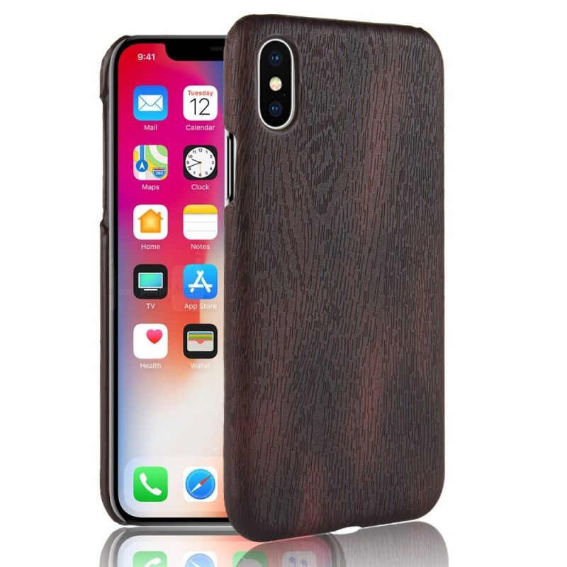 Etui iPhone XR Czarny Seria Elementów Z Drewna Etui Ochronne