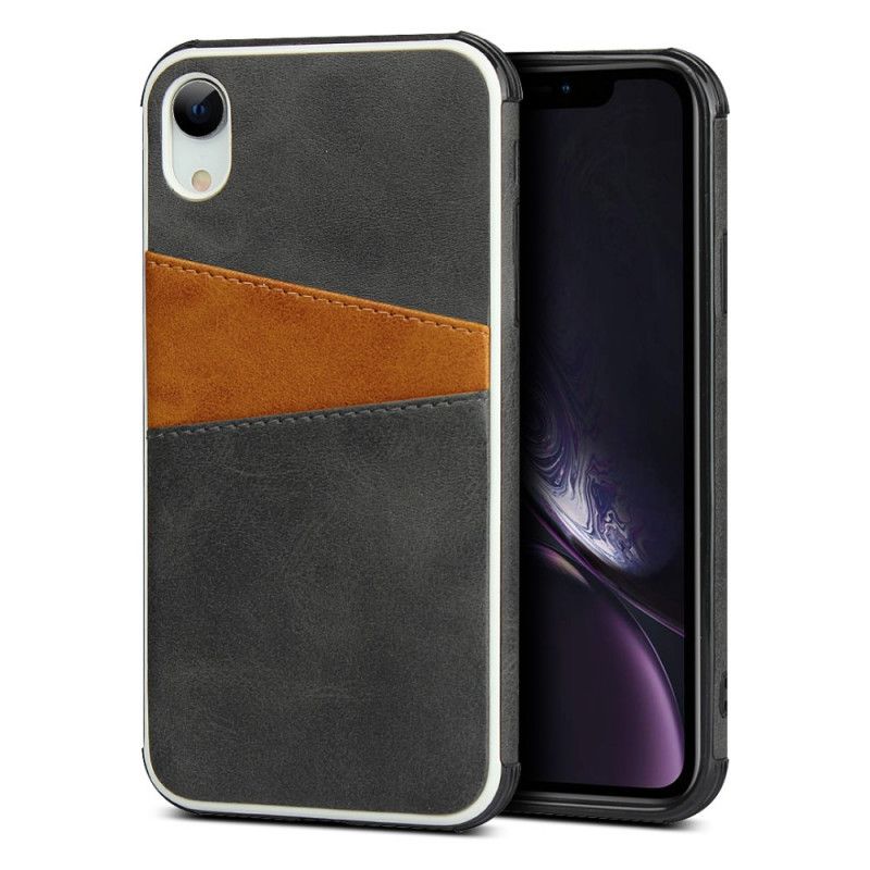 Etui iPhone XR Czerwony Czarny Dwukolorowy Podwójny Uchwyt Na Karty