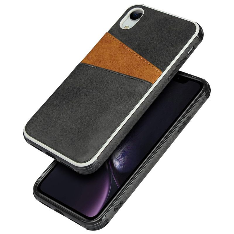 Etui iPhone XR Czerwony Czarny Dwukolorowy Podwójny Uchwyt Na Karty