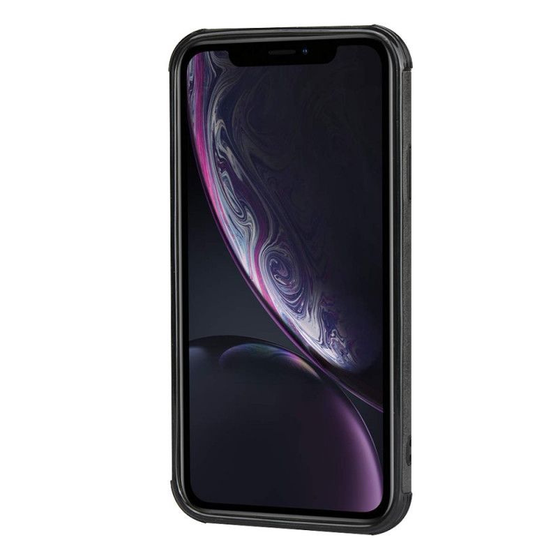 Etui iPhone XR Czerwony Czarny Dwukolorowy Podwójny Uchwyt Na Karty