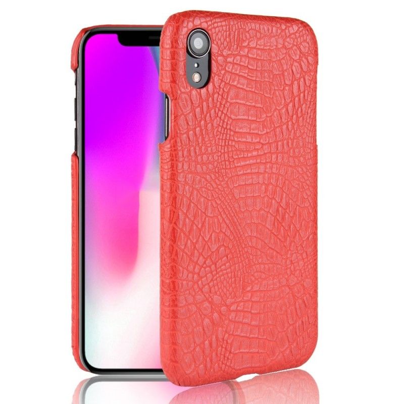 Etui iPhone XR Czerwony Czarny Efekt Skóry Krokodyla Etui Ochronne