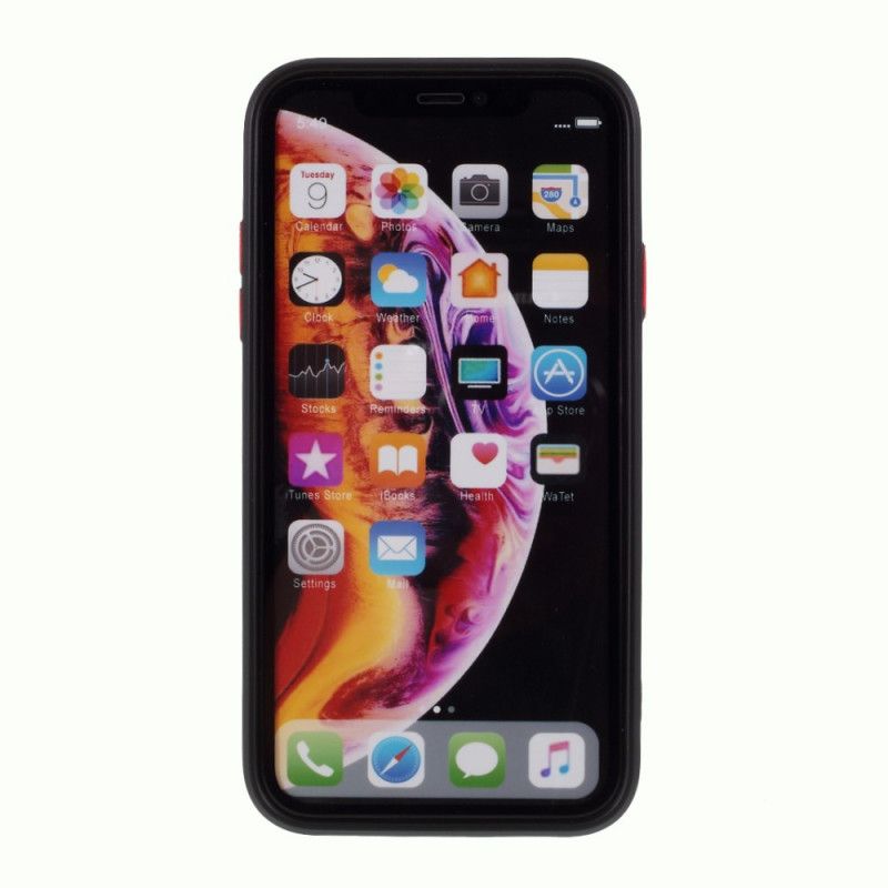 Etui iPhone XR Czerwony Czarny Elastyczny Silikonowy Guzik