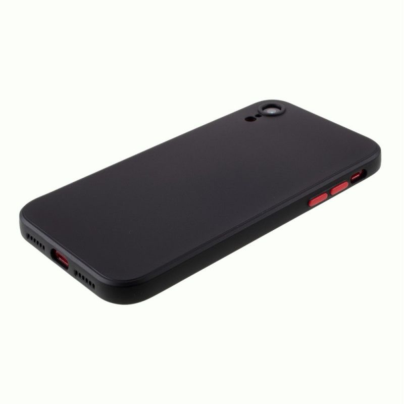 Etui iPhone XR Czerwony Czarny Elastyczny Silikonowy Guzik