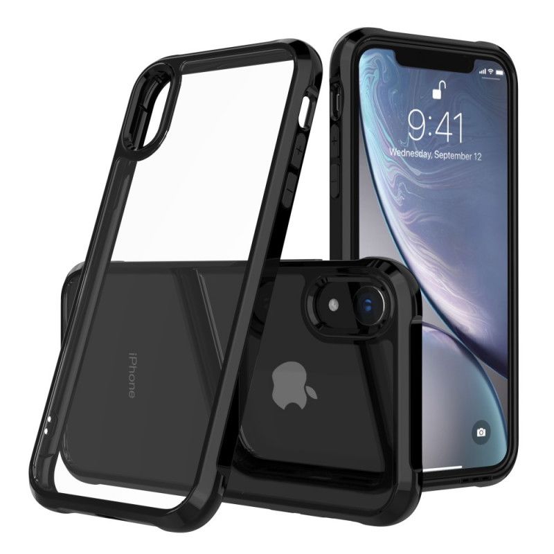 Etui iPhone XR Czerwony Czarny Przezroczyste Poduszki Ochronne Leeu