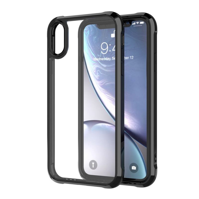 Etui iPhone XR Czerwony Czarny Przezroczyste Poduszki Ochronne Leeu