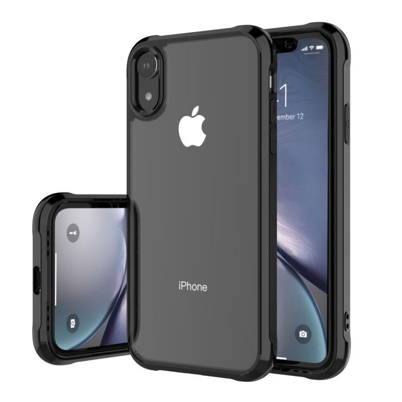 Etui iPhone XR Czerwony Czarny Przezroczyste Poduszki Ochronne Leeu