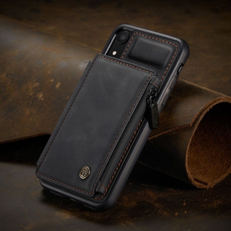 Etui iPhone XR Czerwony Czarny Styl Portfela Caseme Etui Ochronne