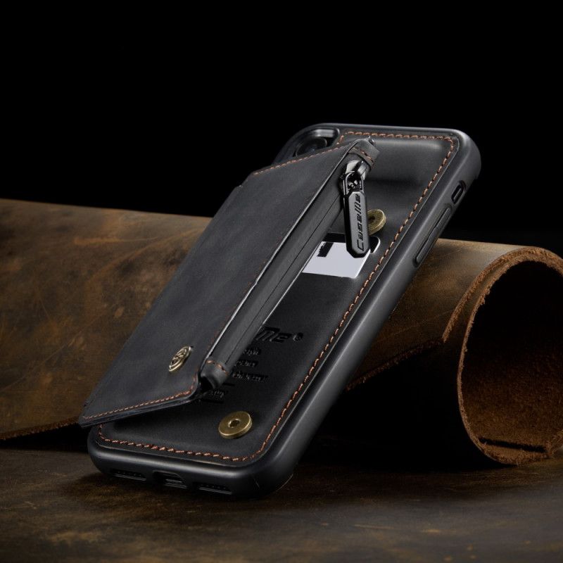 Etui iPhone XR Czerwony Czarny Styl Portfela Caseme Etui Ochronne