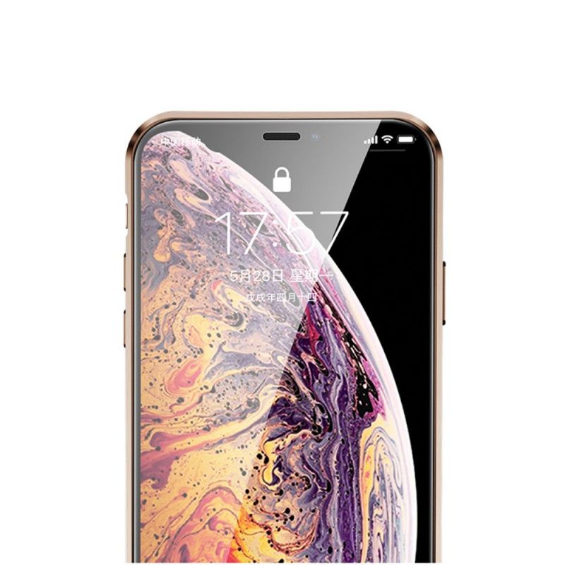 Etui iPhone XR Czerwony Czarny Szkło Hartowane Przednie I Tylne