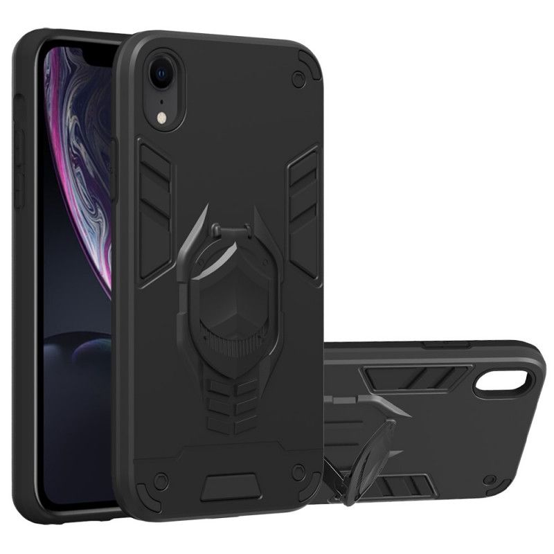 Etui iPhone XR Czerwony Czarny Zdejmowana Zbroja Z Uchwytem Na Pierścień Etui Ochronne