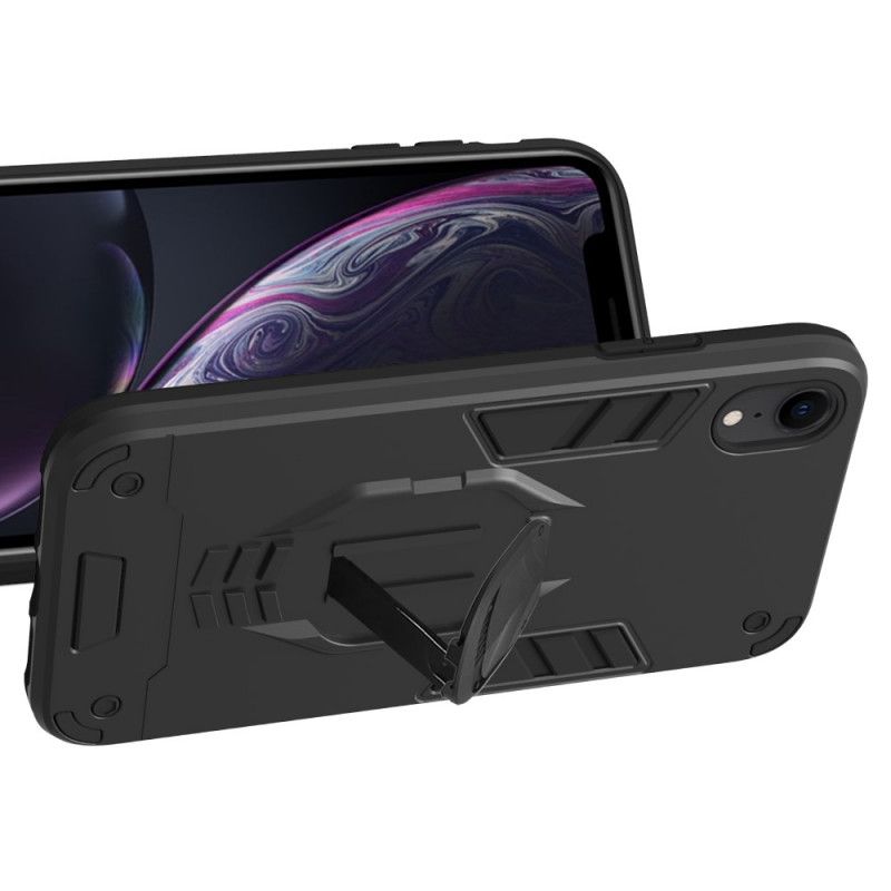 Etui iPhone XR Czerwony Czarny Zdejmowana Zbroja Z Uchwytem Na Pierścień Etui Ochronne