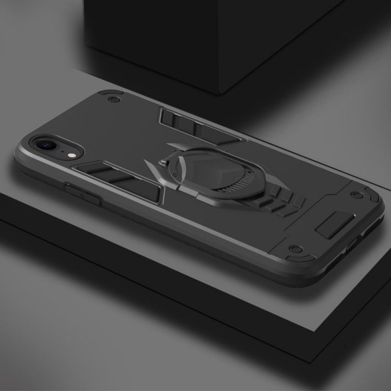 Etui iPhone XR Czerwony Czarny Zdejmowana Zbroja Z Uchwytem Na Pierścień Etui Ochronne