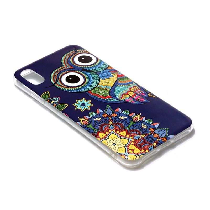 Etui iPhone XR Fluorescencyjna Sowa Mandala Etui Ochronne