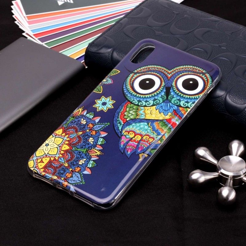 Etui iPhone XR Fluorescencyjna Sowa Mandala Etui Ochronne