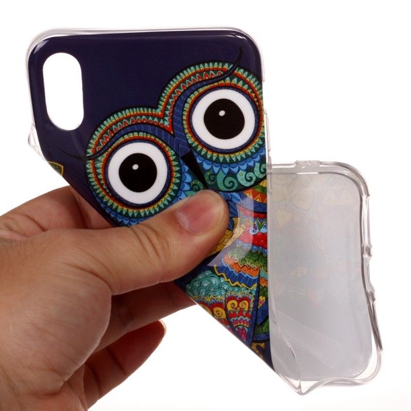 Etui iPhone XR Fluorescencyjna Sowa Mandala Etui Ochronne