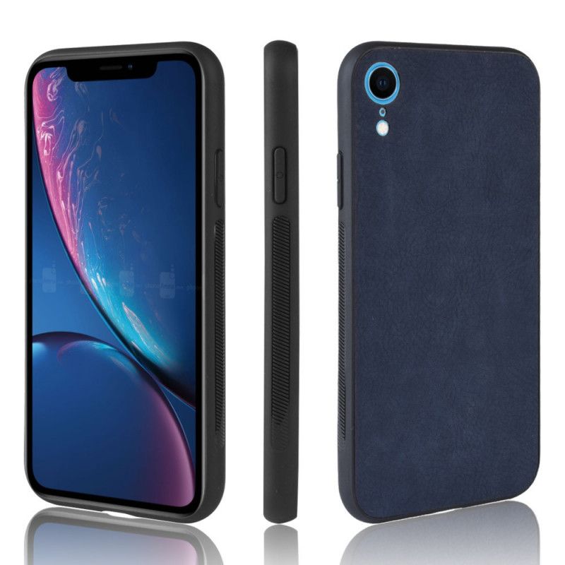 Etui iPhone XR Granatowy Czarny Efekt Skóry Premium Etui Ochronne