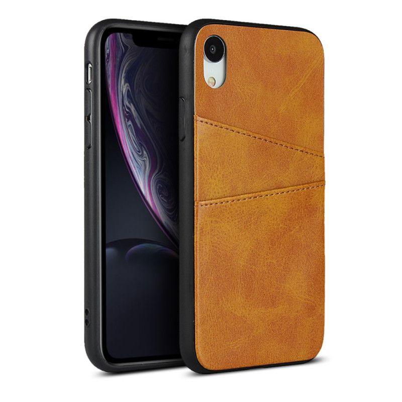 Etui iPhone XR Granatowy Czerwony Monochromatyczny Podwójny Uchwyt Na Karty