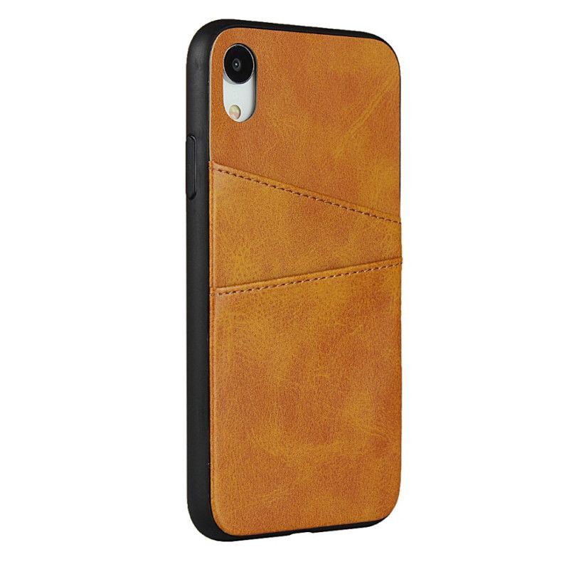 Etui iPhone XR Granatowy Czerwony Monochromatyczny Podwójny Uchwyt Na Karty