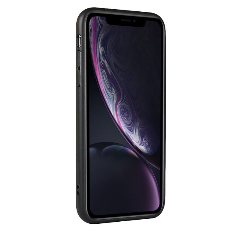 Etui iPhone XR Granatowy Czerwony Monochromatyczny Podwójny Uchwyt Na Karty