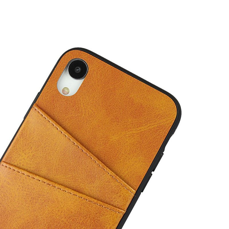 Etui iPhone XR Granatowy Czerwony Monochromatyczny Podwójny Uchwyt Na Karty