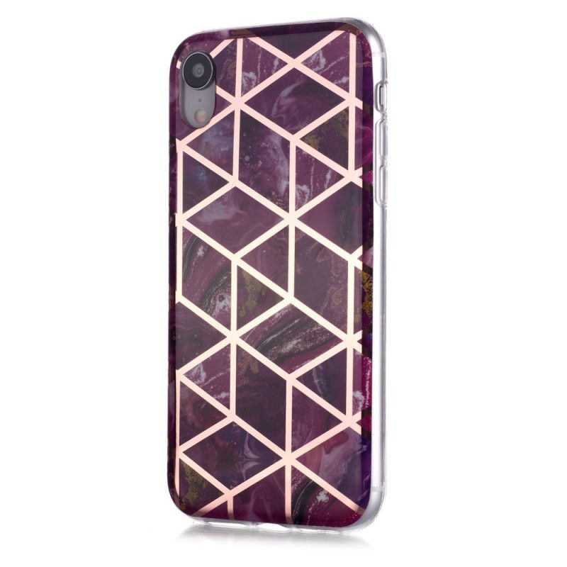 Etui iPhone XR Magenta Czarny Geometria W Kolorze Marmuru 2 Etui Ochronne