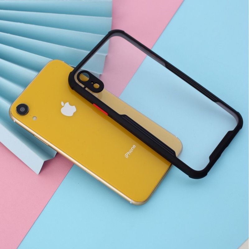 Etui iPhone XR Pomarańczowy Czarny Hybryda Z Kolorowymi Krawędziami