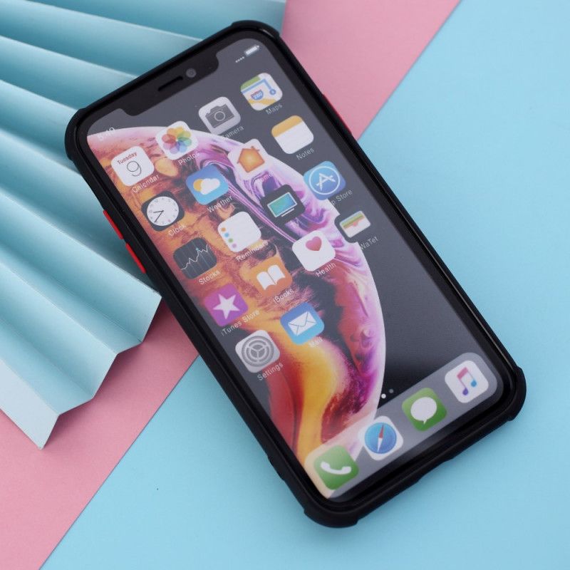 Etui iPhone XR Pomarańczowy Czarny Hybryda Z Kolorowymi Krawędziami