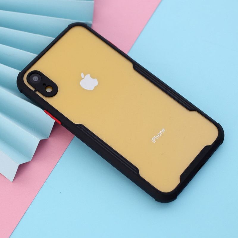 Etui iPhone XR Pomarańczowy Czarny Hybryda Z Kolorowymi Krawędziami