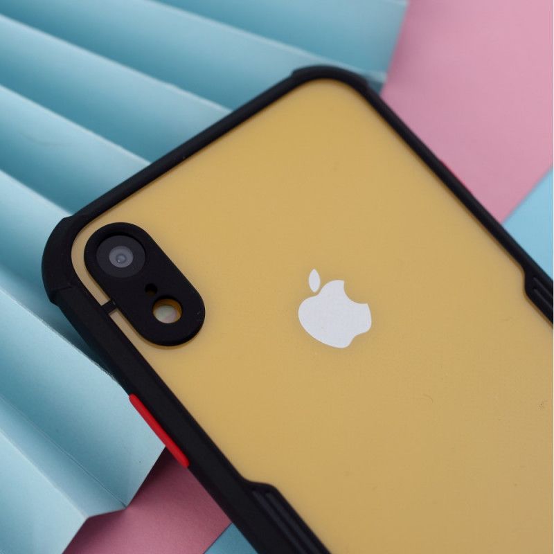 Etui iPhone XR Pomarańczowy Czarny Hybryda Z Kolorowymi Krawędziami