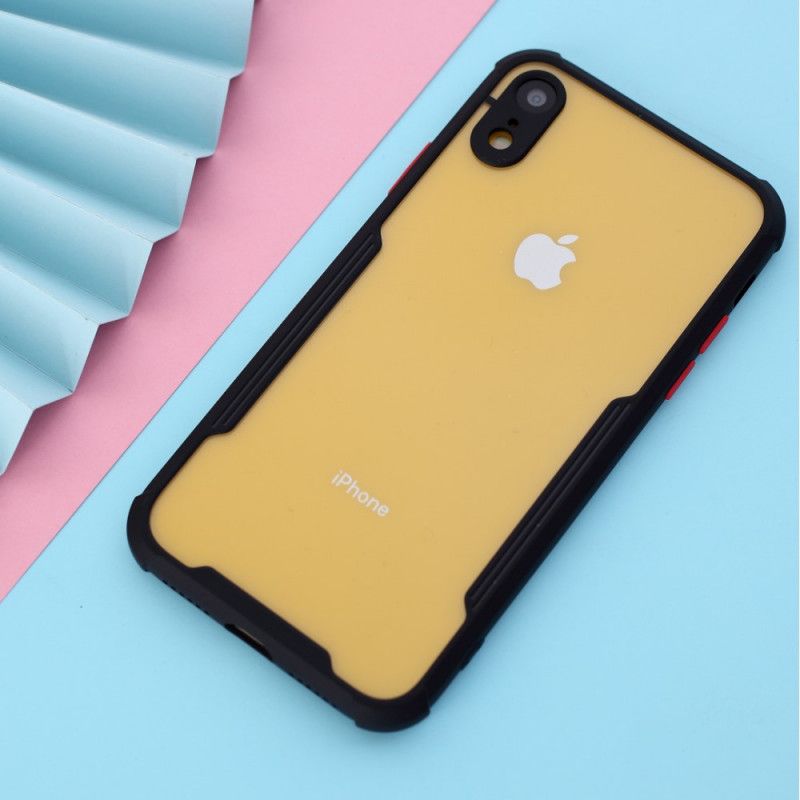 Etui iPhone XR Pomarańczowy Czarny Hybryda Z Kolorowymi Krawędziami