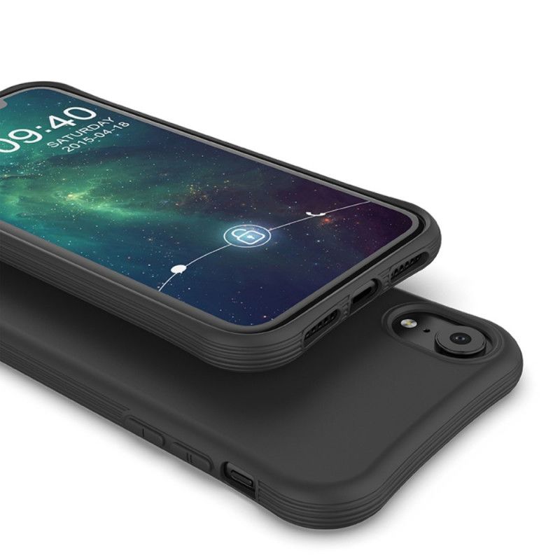 Etui iPhone XR Różowy Czarny Silikon Matowy Premium Etui Ochronne